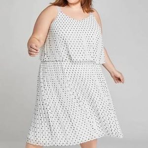 NWT Lane Bryant Womens Polka Dot Pleated Midi Dress Plus Size 18/20
